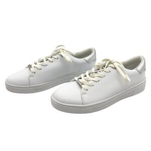 Ted Baker Zenis Trainers Ladies Shoes White Leather Silver Tipping - Size US 8